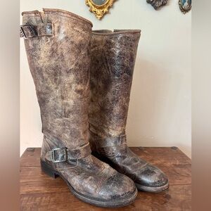 Frye distressed crackle leather boots
